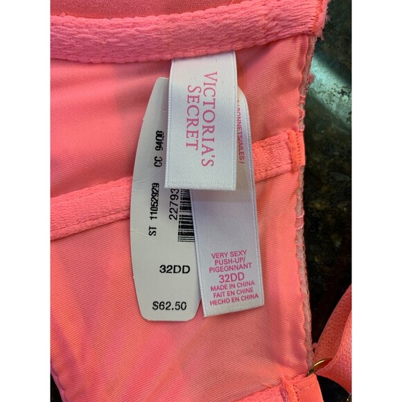 Victoria’s Secret Very Sexy Push-Up Front Closure Bra 32DD Bright Orange NWT - Picture 6 of 7